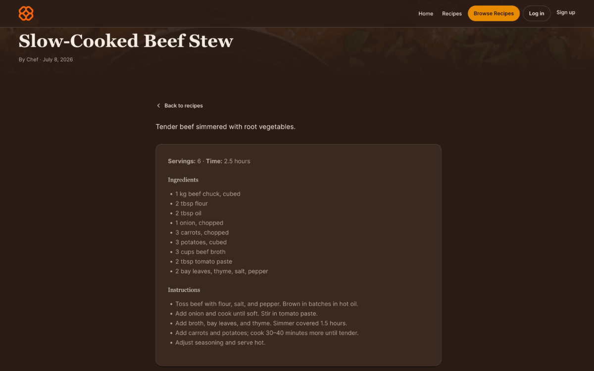 Recipes Listing